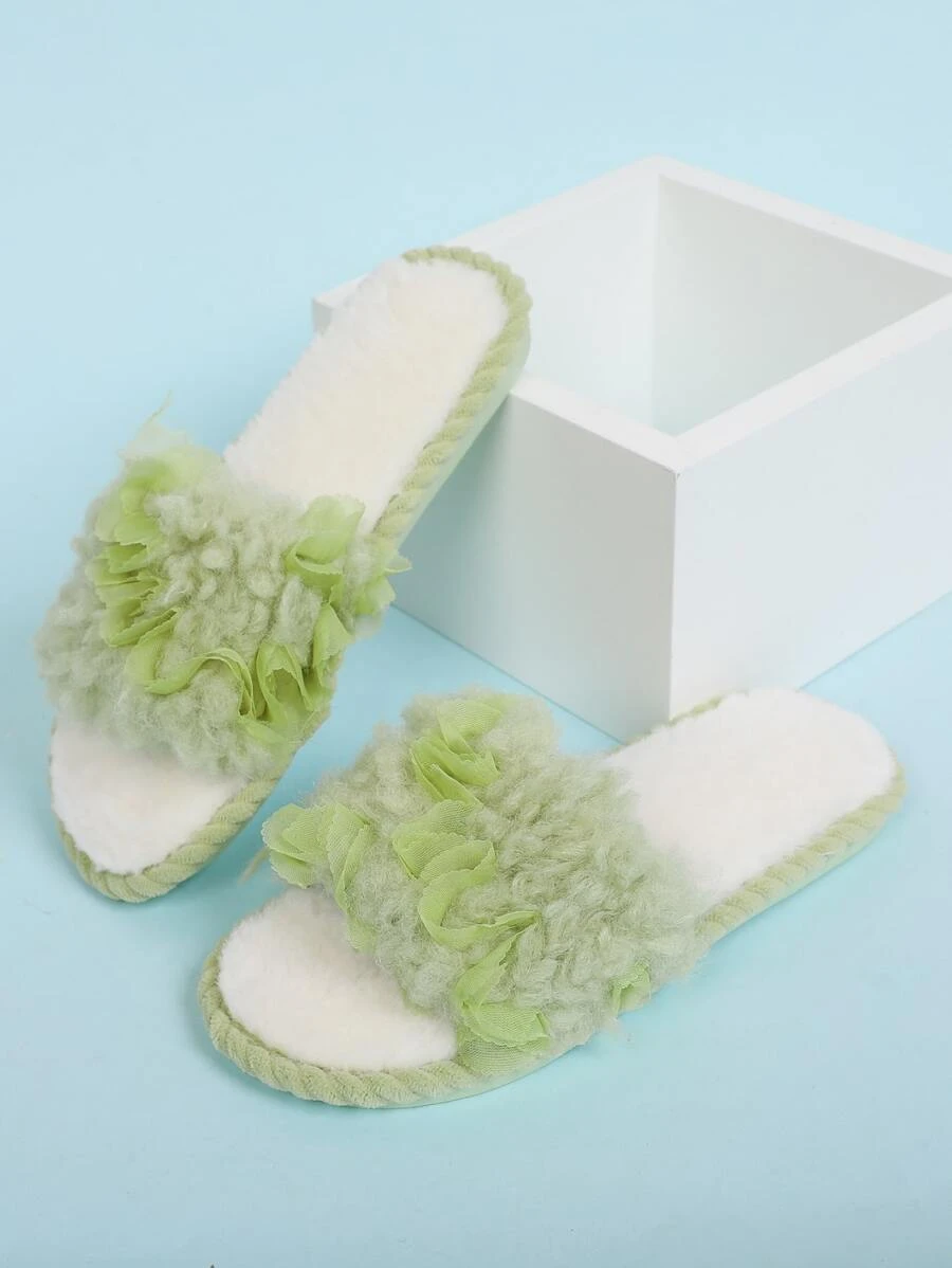 Green Fluffy Slippers