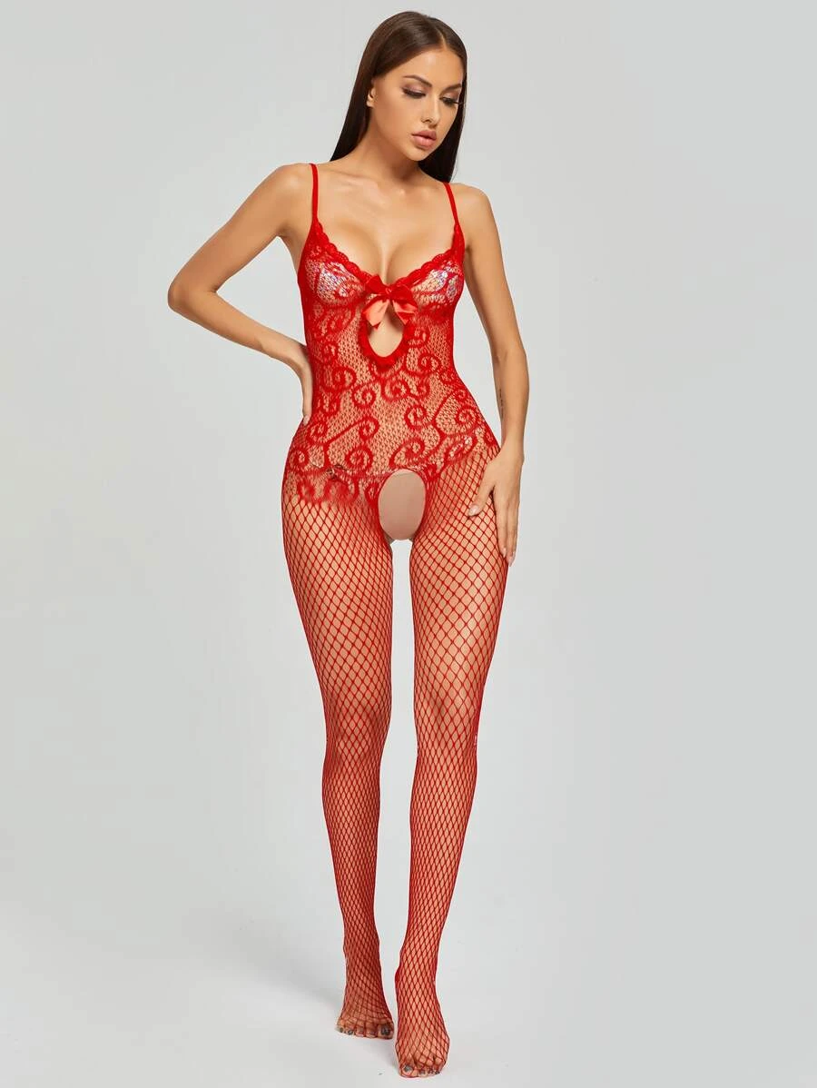 Red Cut-out Bodystocking