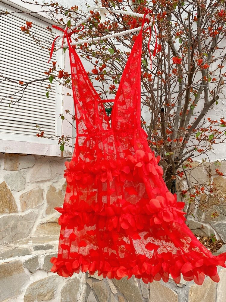 Semi Lace Red Heart Babydoll
