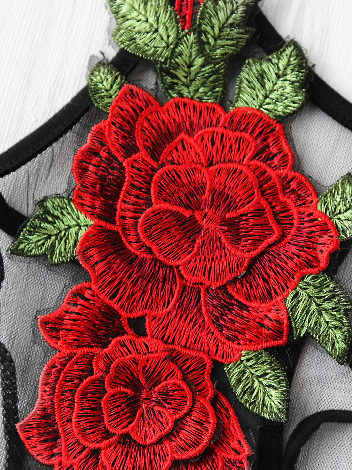Rose Pattern Semi Lace & Net Bralette