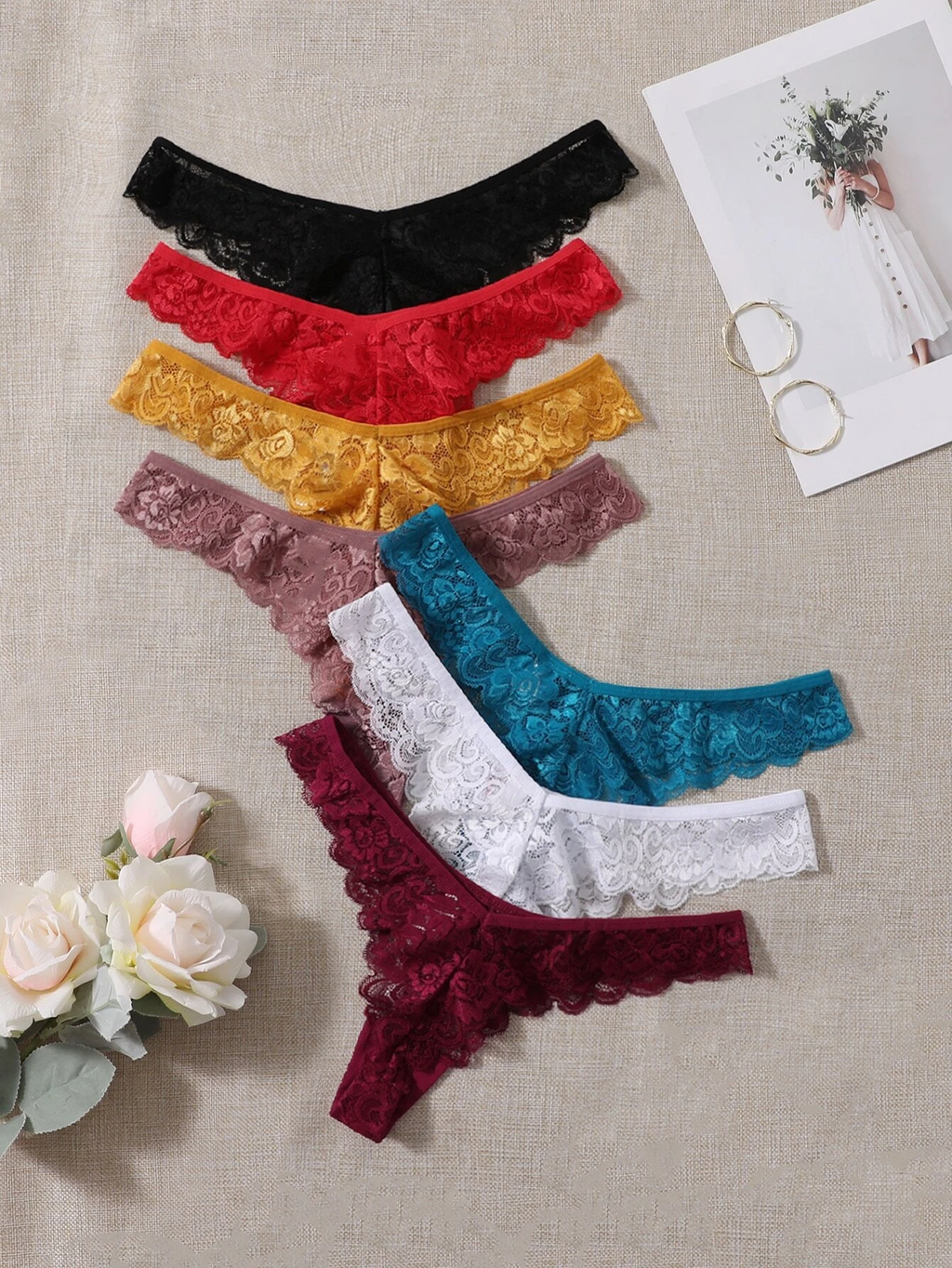 Vibrant Coloured Lace Thongs