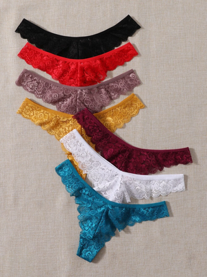 Vibrant Coloured Lace Thongs